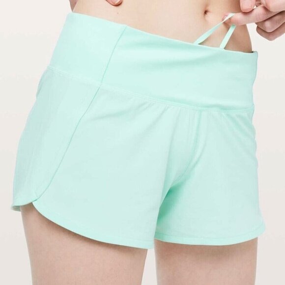 Lululemon Run Times Shorts II *4" Toothpaste green Athletic lined running Size 1 - Picture 1 of 11
